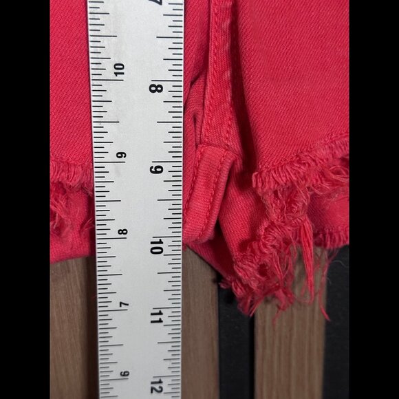 Rag & Bone Jean Mini Shorts 27 Womens Red Pink Frayed Hem Denim - Picture 4 of 9